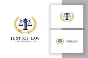 emblème du modèle de conception de logo de droit de la justice. conception de vecteur de logo d'avocat. échelles et pilier de la justice vector illustration