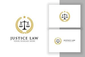 modèle de conception de logo d'insigne de droit de la justice. emblème de la conception de vecteur de logo d'avocat. échelles, vecteur, illustration