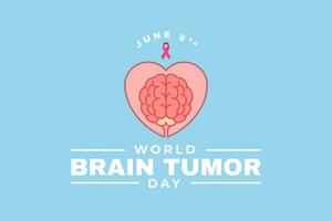 illustration de une en bonne santé cerveau avec l'amour forme sur une bleu Contexte. monde cerveau tumeur journée juin 8. vecteur