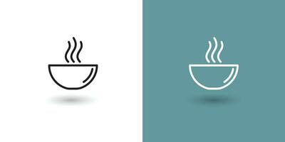 chaud soupe bol ligne icône, symbole logo illustration vecteur