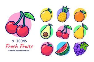 des fruits collection dessin animé vecteur icône illustration nourriture la nature icône concept isolé