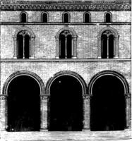 façade de une palais à bologne ancien gravure. vecteur