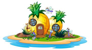 Maison d&#39;ananas sur l&#39;île vecteur