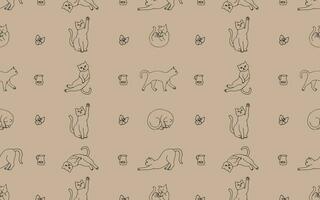 vecteur sans couture modèle avec chats main tiré dans dessin animé style. illustration pour textile, conception et décoration.