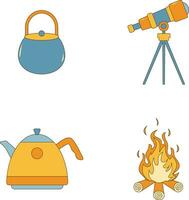 collection de camping équipement illustration. avec plat dessin animé conception. isolé vecteur icône.