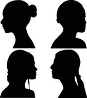 femme tête silhouette dans plat conception style. isolé sur blanc Contexte. vecteur illustration.