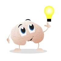 cerveau mascotte avec Nouveau idée. intelligence mascotte avec idée, intelligent dessin animé esprit, vecteur illustration