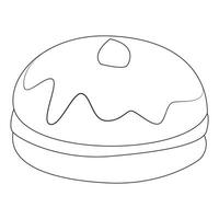sufganiyah Donut traditionnel Hanoukka plat. coloration page. ligne art. vecteur