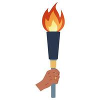 main en portant une torche. sport symbole, plat vecteur illustration conception.