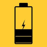 un illustration de une décharge batterie. noir et Jaune couleurs. vecteur icône.