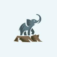 l'éléphant logo conception. moderne minimaliste l'éléphant logo. l'éléphant sur une Roche vecteur