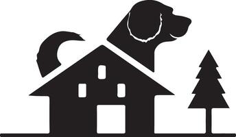 affaires logo vecteur chien avec maison