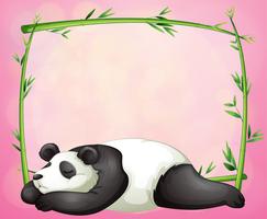 Un cadre vert avec un panda qui dort vecteur