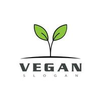 végétalien logo vecteur modèle symbole conception
