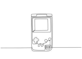 dessin au trait continu unique d'une montre de jeu vidéo d'arcade portable. Élément de jeu de console vintage concept graphique d'une ligne design illustration vectorielle vecteur