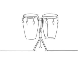 un dessin au trait continu du tambour ethnique africain traditionnel, bongo. concept d'instruments de musique à percussion. illustration vectorielle de dessin graphique à une seule ligne dynamique vecteur