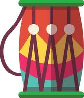 coloré piège tambour avec bâton icône dans plat style, rouge et Orange tambour avec deux bâton vecteur