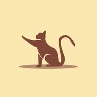 chat animal illustration, vecteur marron chat en jouant