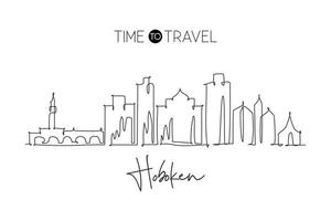 un seul dessin au trait visite les toits de la ville de hoboken, new jersey. paysage de ville de beauté du monde. meilleure destination de vacances. illustration vectorielle de conception de dessin graphique de ligne continue à la mode modifiable de course vecteur