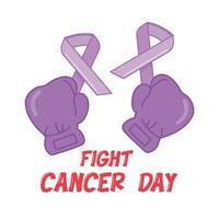 ruban cancer journée avec boxe illustration vecteur