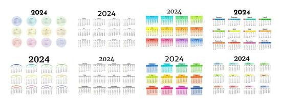 calendrier pour 2024 isolé sur une blanc Contexte vecteur