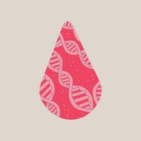 laissez tomber de du sang avec ADN spirales à l'intérieur. vecteur décoratif plat illustration pour conception.