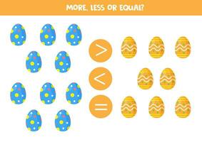 râpe, Moins ou égal avec dessin animé coloré Pâques des œufs. vecteur