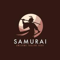 samouraï logo vecteur illustration. Japonais guerrier mascotte emblème pour Jeu équipe.