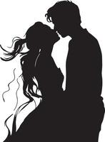 Fait main esquisser homme et une femme baiser silhouette vecteur