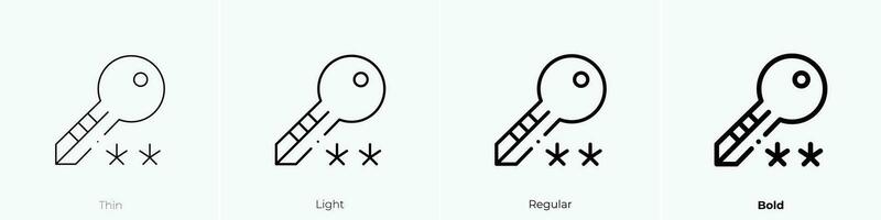 mot de passe icône. mince, lumière, ordinaire et audacieux style conception isolé sur blanc Contexte vecteur