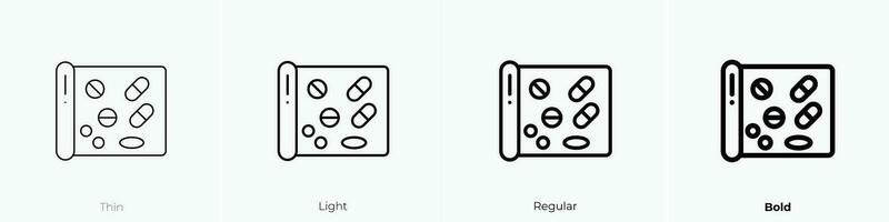pilule icône. mince, lumière, ordinaire et audacieux style conception isolé sur blanc Contexte vecteur