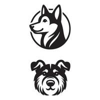 chien tête icône. plat style. dessin animé chien affronter. vecteur illustration. silhouette simple. animal logotype concept. logo conception modèle.
