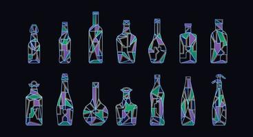 14 bouteilles décoratives de style club abstrait vecteur