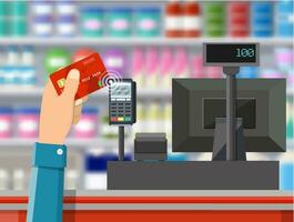 pos Terminal confirme Paiement par banque carte. vecteur