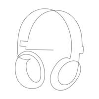 casque de musique continu Célibataire ligne contour vecteur art dessin et Facile un ligne minimaliste conception