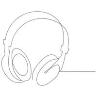 casque de musique continu Célibataire ligne contour vecteur art dessin et Facile un ligne minimaliste conception