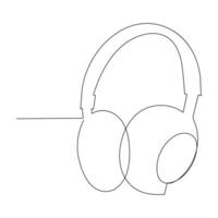 casque de musique continu Célibataire ligne contour vecteur art dessin et Facile un ligne minimaliste conception