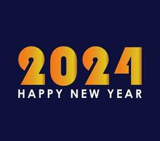 content Nouveau année 2024 avec Orange et bleu texte vecteur