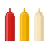 ketchup, moutarde et mayo vecteur