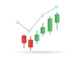 Stock graphique ou crypto-monnaie graphique ou chandelier tendance haussière de rouge à vert et rentable vecteur