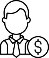 Masculin dollar contour vecteur illustration icône