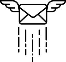 courrier ailes contour vecteur illustration icône