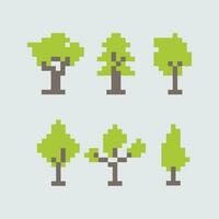 pixel des arbres ensemble de des arbres pixel art illustration vecteur