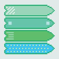 pixel art vert et bleu signets vecteur