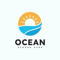 vecteur de modèle de logo d'onde océanique, conception de logo simple et moderne de l'océan