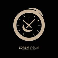 une logo de lumière marron regarder icône abstrait l'horloge vecteur silhouette sur noir Contexte