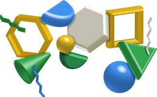 abstrait tridimensionnel formes sur une blanc Contexte. 3d géométrique formes dans chaotique mouvement vecteur