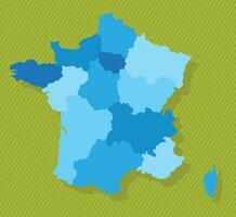 France carte avec Régions bleu politique carte vert Contexte vecteur illustration