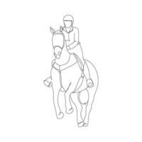 cheval cavalier dans continu ligne art dessin. cheval logo. noir et blanc vecteur illustration