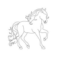 cheval dans continu ligne art dessin. cheval logo. noir et blanc vecteur illustration